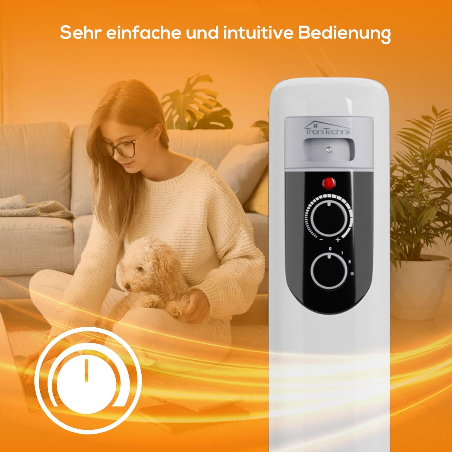Tronitechnik® Elektroheizung Ölradiator Öl-Heizung Radiator 3 Heizstufen 11 Rippen Elektrischer Heizkörper Energiesparend Thermostat Überhitzungsschutz Heizgerät