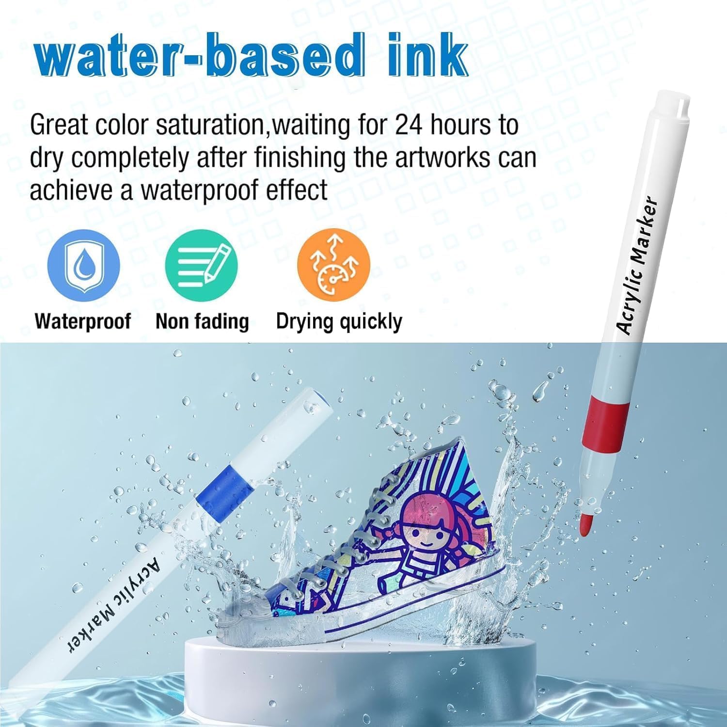 12 Pcs Acrylic Paint Markers Set | Acrylic Marker | Marker Pens for Rock Painting, Glass, Wood, Fabric, DIY Crafts, Drawing & Sketching – Quick Dry, Non-Toxic, Water-Based Ink