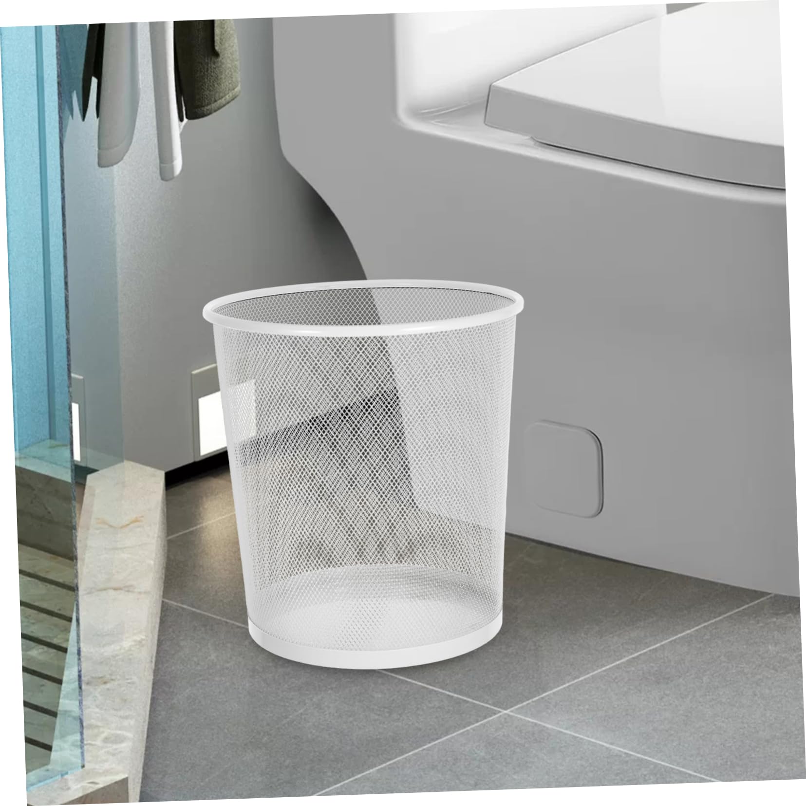LABRIMP Cestino Gettacarte Rotondo in Ferro a Rete Fine Bianco | Capacità Ampia, Uso Versatile in Ufficio e Soggiorno, Design Semplice ed Elegante