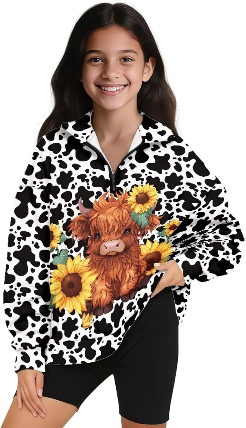 Pensura Kids Girls Half Zip Pullover Sweatshirt Fall Trendy Long Sleeve Workout Shirts School Athletic Tops