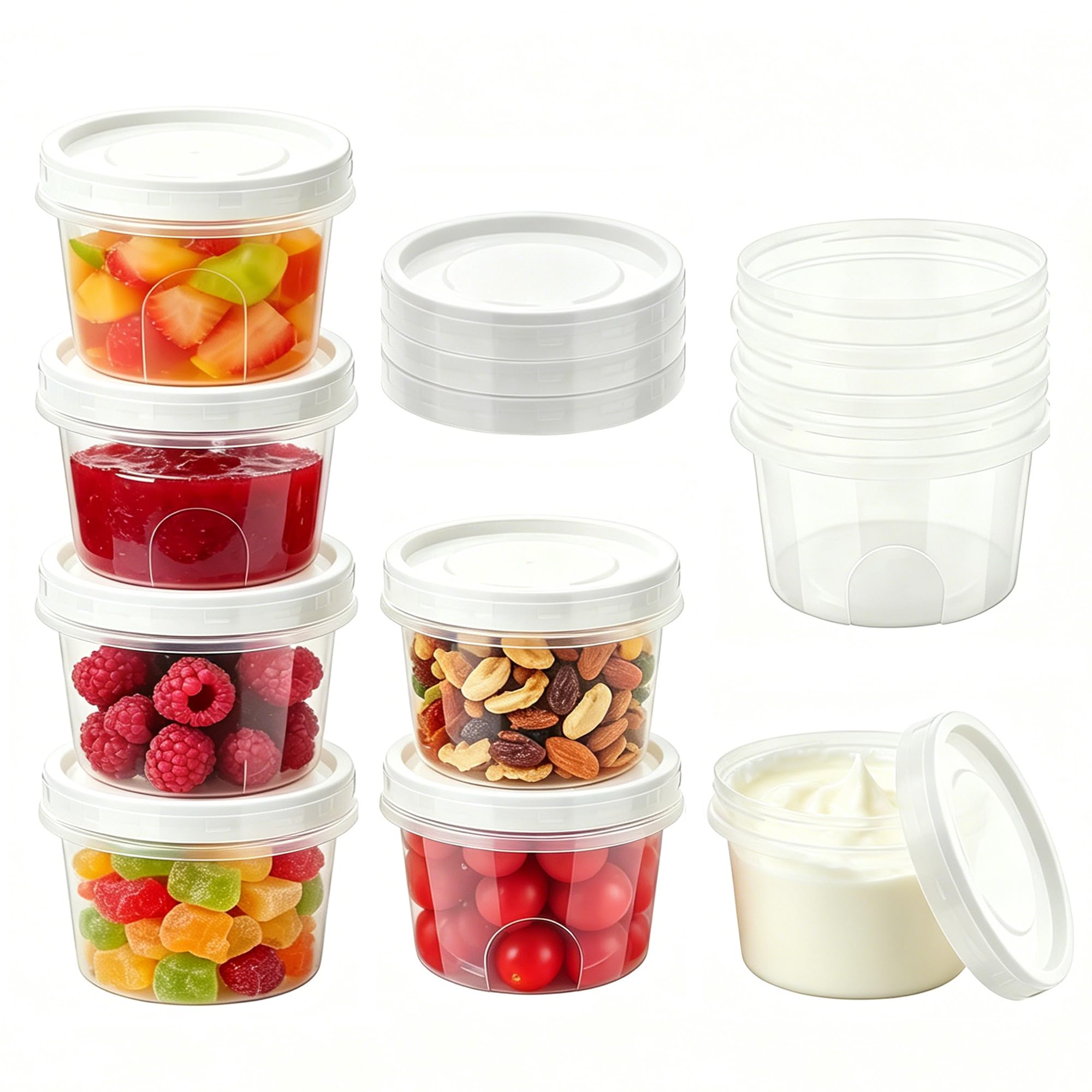Round Deli Containers with Lids 10 Pack, 17oz & 24oz Mixed Sizes, Reusable Leakproof Food Storage Containers, Microwave Freezer Safe for Meal Prep, Lunch, Leftovers, Sauce, Yogurt & Soup