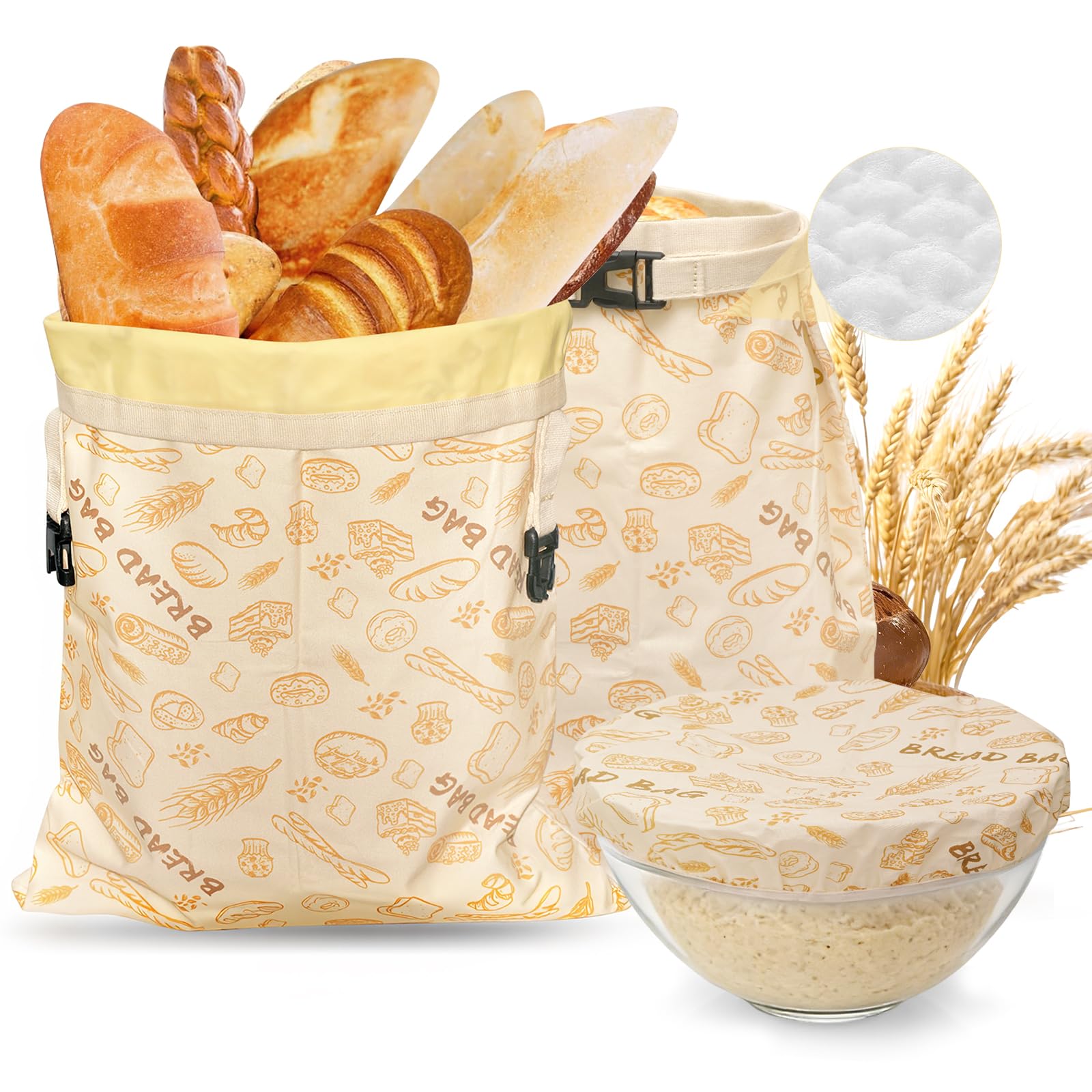 Sac à pain réutilisable cire d'abeille contre le pain dur pour levain et moule fait maison