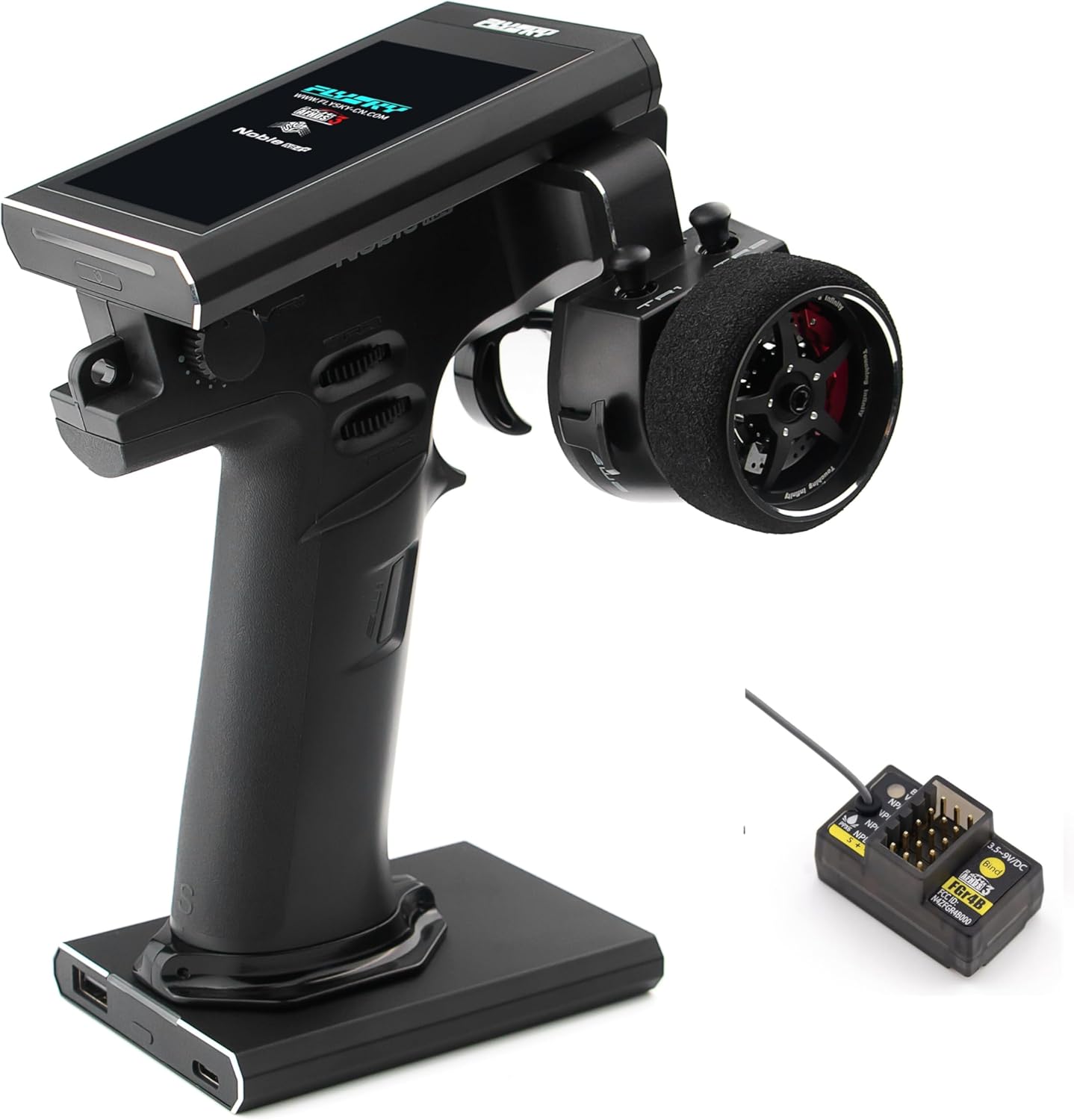 Flysky Noble NB4+ 2.4GHz 8CH Radio TX, RC Transmitter with FGR4B RC Receiver, AFHDS 3 Protocol - Remote Controller, Surface Radio TX with Receiver for RC Cars, RC Boats (HELIDIRECT)