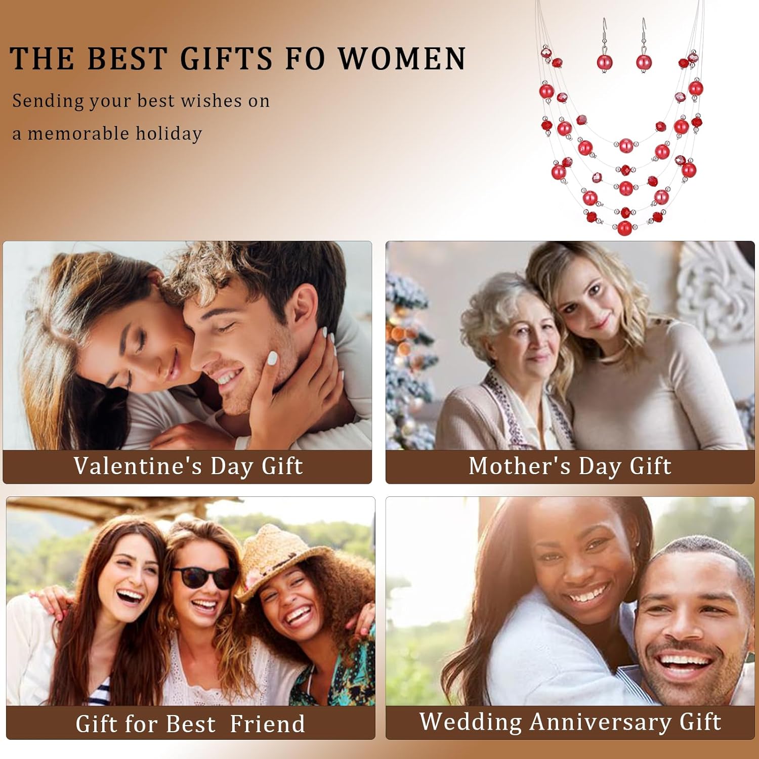 Crystal Beaded Statement Necklace for Women Boho Colorful Multi-Strand Necklace and Earring Sets for Women Fashion Jewelry Gifts for Mom - Image 7