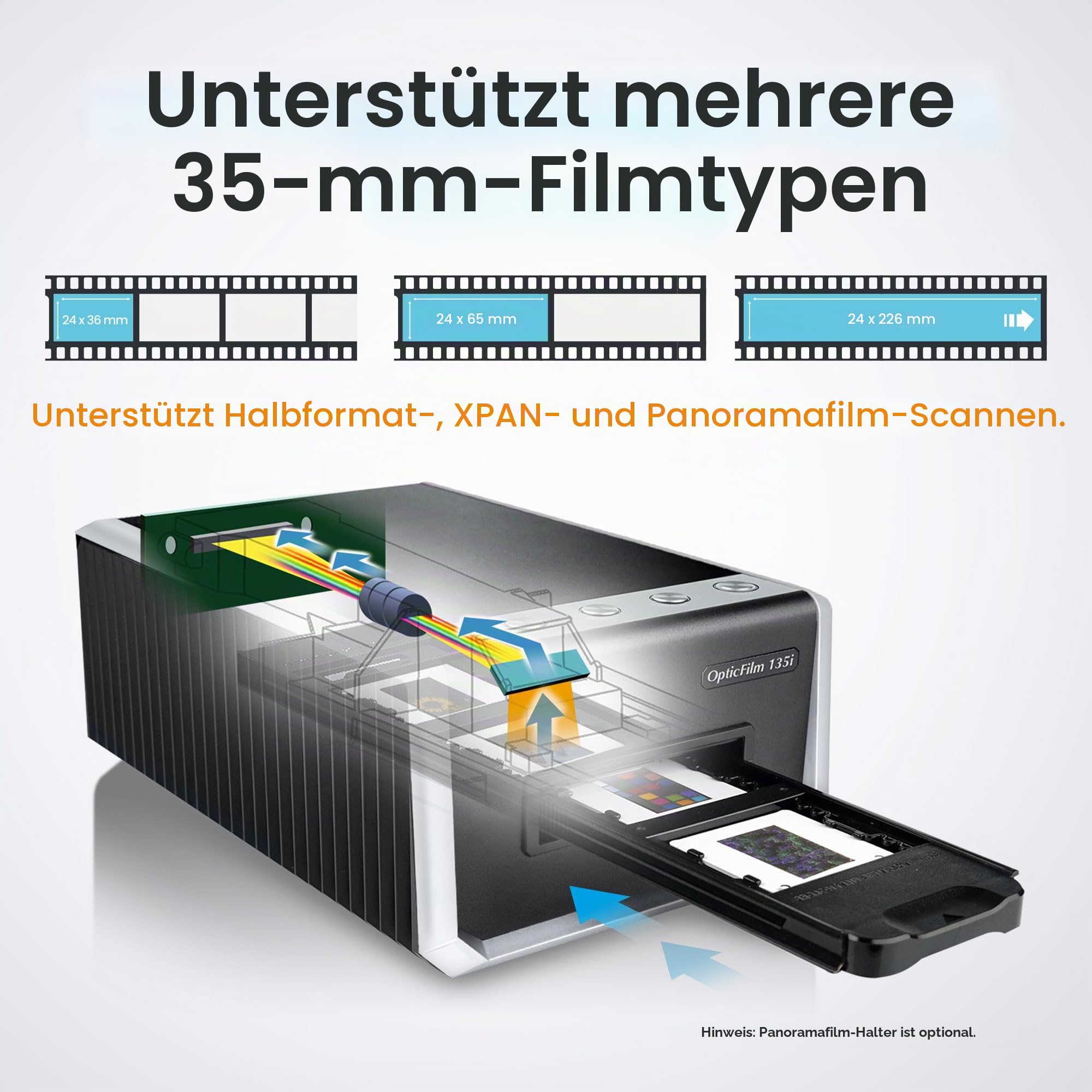 Plustek OpticFilm 135i Automatischer Film- und Diascanner 7200 DPI 35-mm-Dias und Filmnegative