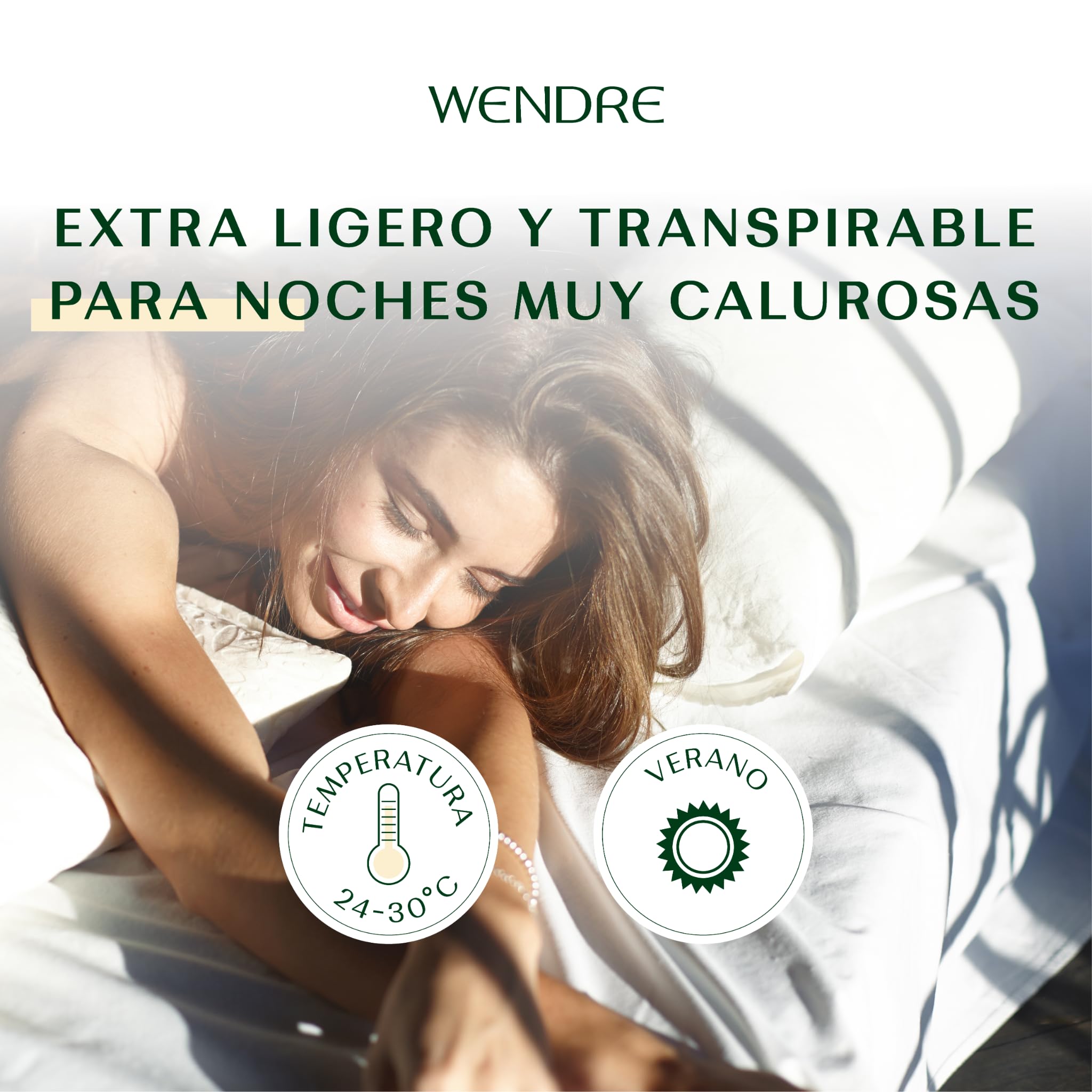 Wendre Edredón Verano 240x260 cm – Cama 180 – Extra Ligero 100 g/m² Transpirable – Nórdico de Verano Certificado Oeko-Tex