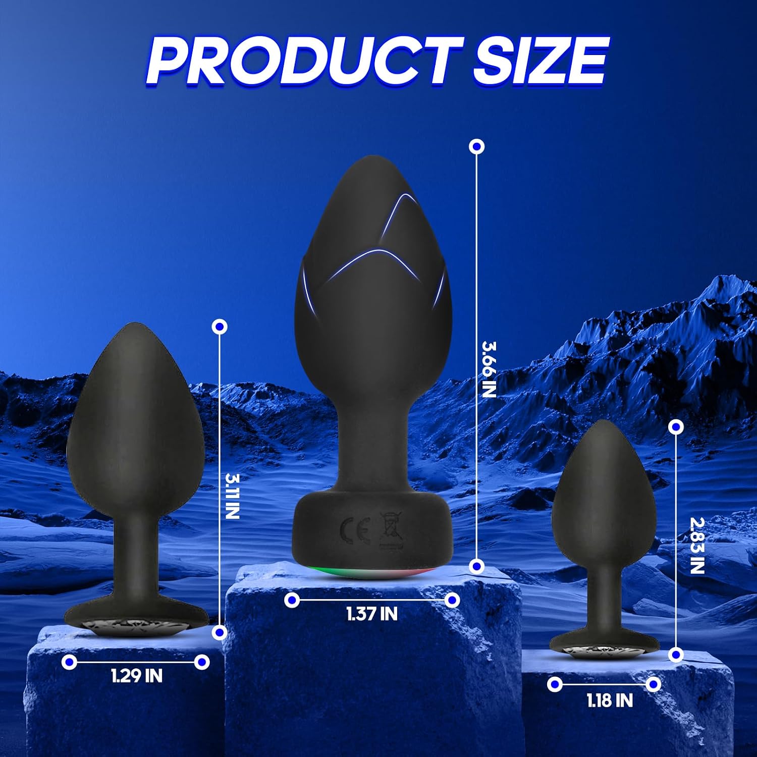 Anal Plug Vibrator with 3Pcs Butt Plug,10 Modes Vibrating Butt Plug - LED Color Light Remote Control Anal Plug, Adult Sex Toys and Games