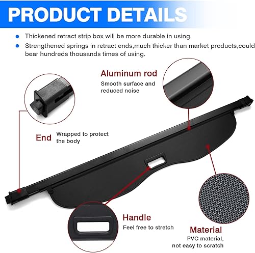 Miniatura 400 de Powerty Cubierta de Carga para Accesorios Kia Sportage 2023-2025 2026, Textura de Lona Cubierta Retráctil para Maletero Trasero de Carga de Equipaje