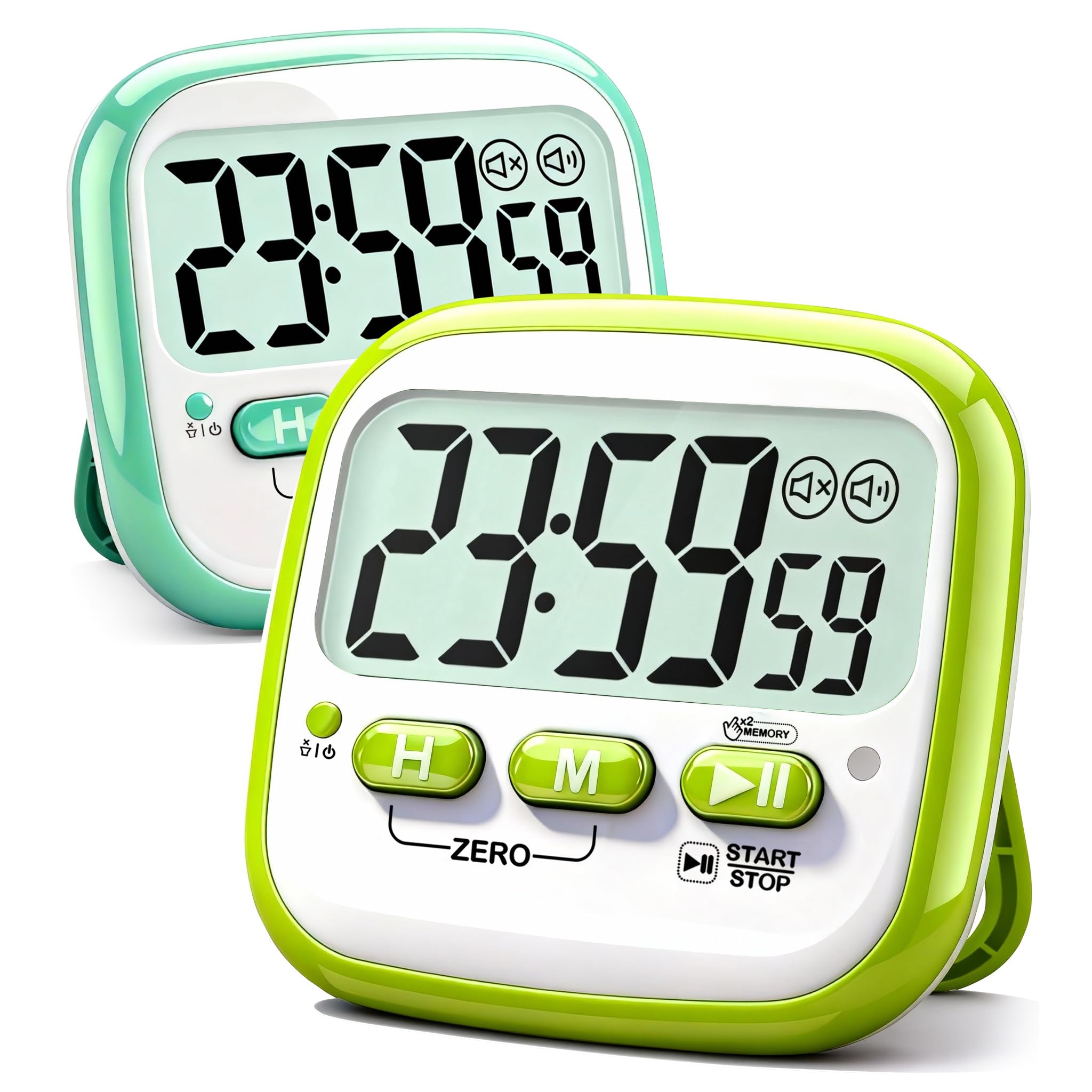 Antonki 2 Pack Classroom Timers for Kids Teachers, Magnetic Countdown Digital Kitchen Timer for Cooking, Study, Exercise, Games, Time Mangement - Loud/Silent Mode - Battery Included