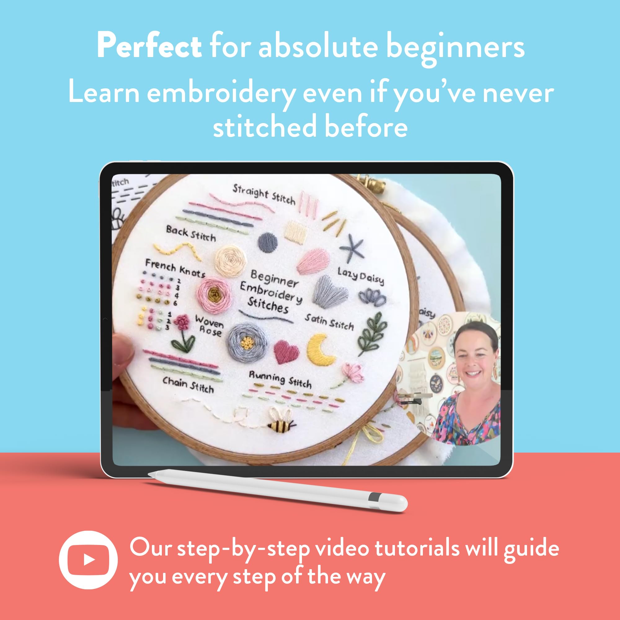 Beginner Embroidery Kit - Clever Poppy Stitch Sampler -4