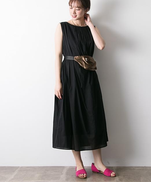 Amazon Co Jp アーバンリサーチ ワンピース ドレス ギャザーマキシワンピース レディース Black Free 服 ファッション小物