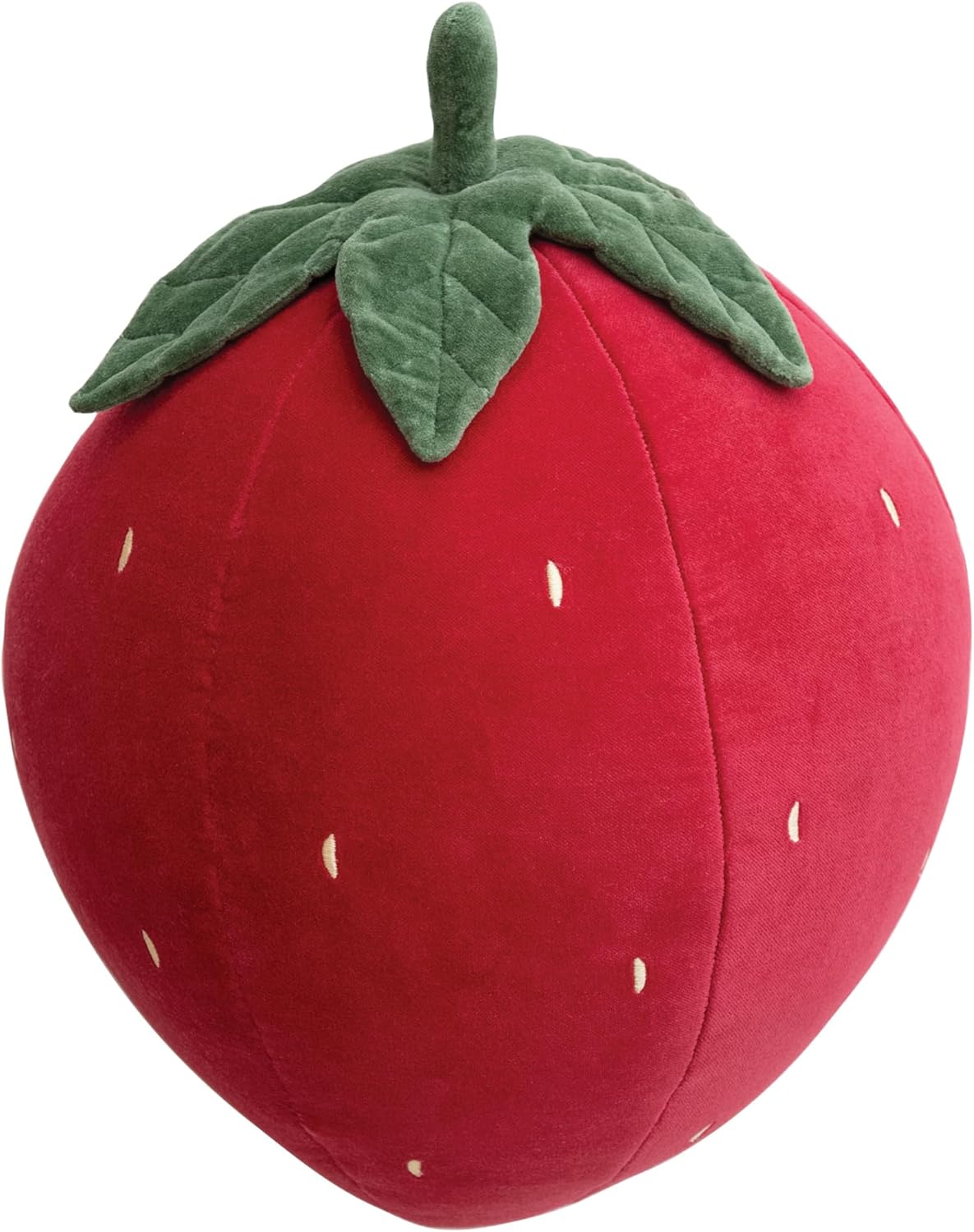 Creative Co-Op Cotton Velvet Strawberry Shaped Pillow Yellow, Green Red