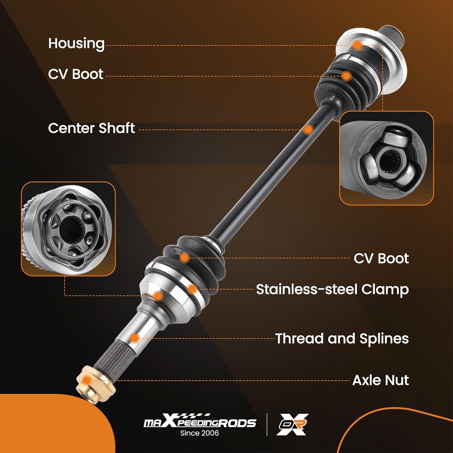 maXpeedingrods Pair (2) Rear CV Axle Shaft Assembly for Yamaha Rhino 450 2006-2009, Rhino 660 2004-2007, Left and Right Side, Replace# 5UG-F530W-00-00, 5UG-F530W-00-00