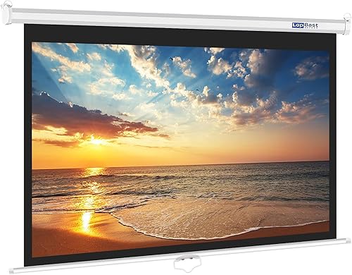 Miniatura 7 de Pantalla de proyector blanca desplegable manual de 100 pulgadas, 16:9, 1.2 ganancia retráctil con bloqueo automático 4K 8K 3D Ultra HD para cine
