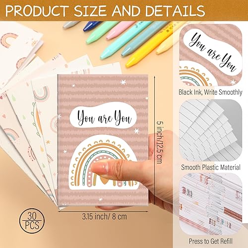 Miniatura 2 de Ctosree 60 piezas de regalos de regreso a la escuela, 30 mini bloc de notas motivacionales, cuadernos de bolsillo con 30 bolígrafos inspiradores