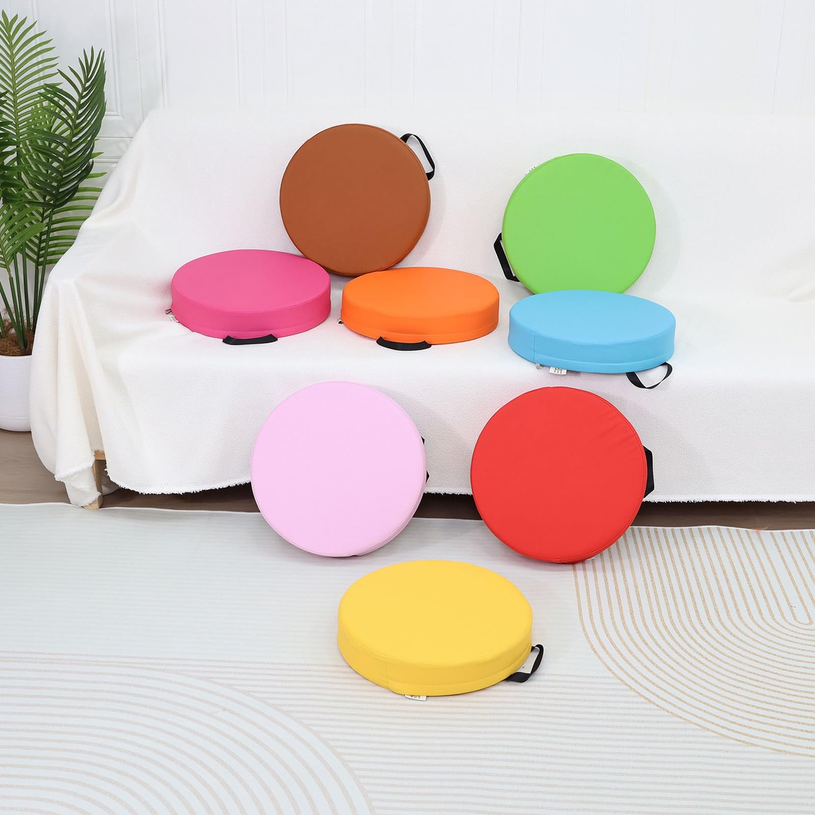 uyeoco Jardin Rond Galette de Chaise/Siège Confortables, 35cm/40cm/45cm Coussin de Sol,Cuir PU Souple, pour Intérieur et Extérieur(13#,4PCS_35X5CM)