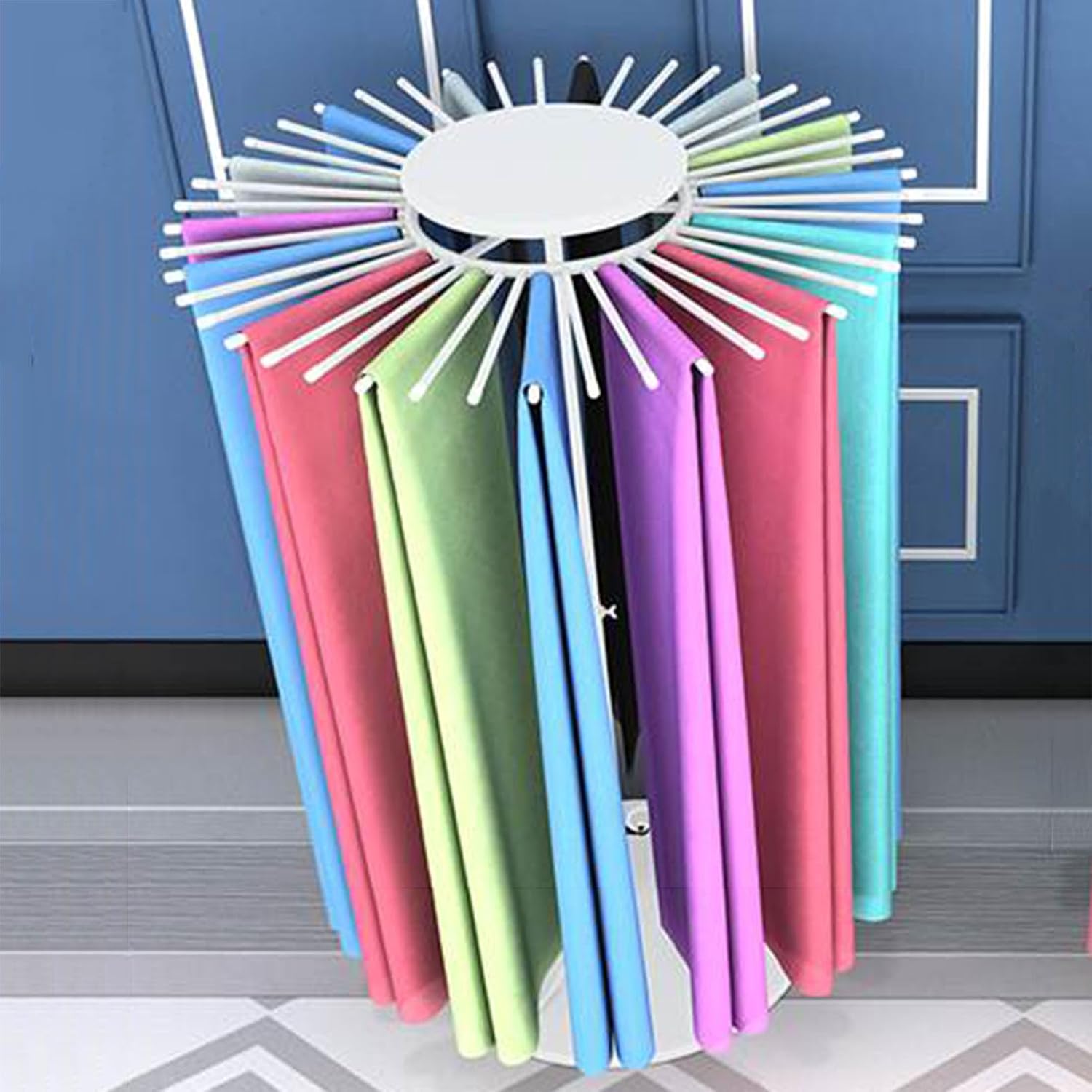 Solid Floor Standing Scarf Rack Jewelry Holder, 360° Rotation Clothes Display Stand for Pants Belt Tie
