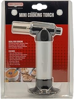 Chef Master Mini Cooking Torch, Food Torch Lighter for Cooking, Butane Kitchen Lighter with Self-Igniting Peizo Trigger, Adjustable Flame for Restaurants for Desserts, Steaks, Creme Brulee, BBQ -90269