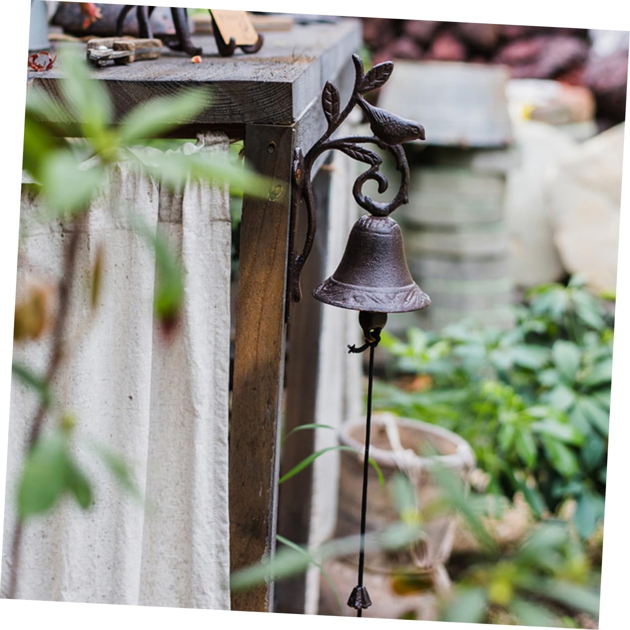 1pc Antique Cast Iron Flower Bird Door Bell Rustic Hanging Bell for Door Decor Easy Install