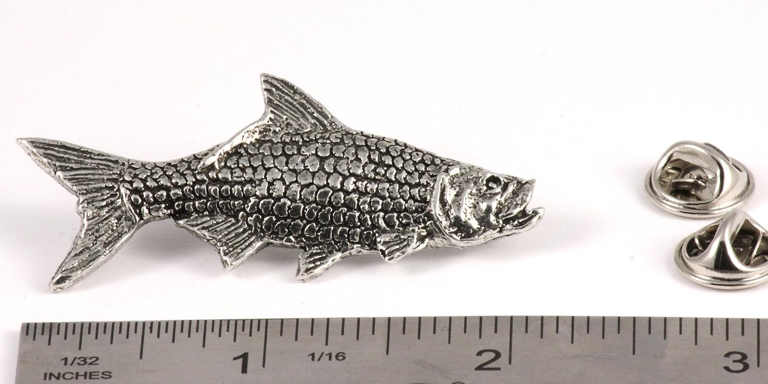 Tarpon Fish Pin, Pewter, Lapel, Hat, Pins, Brooch, Brooches, Jewelry, Gift, Handmade in the USA, 200 Fish Designs Available. S043Z image 2