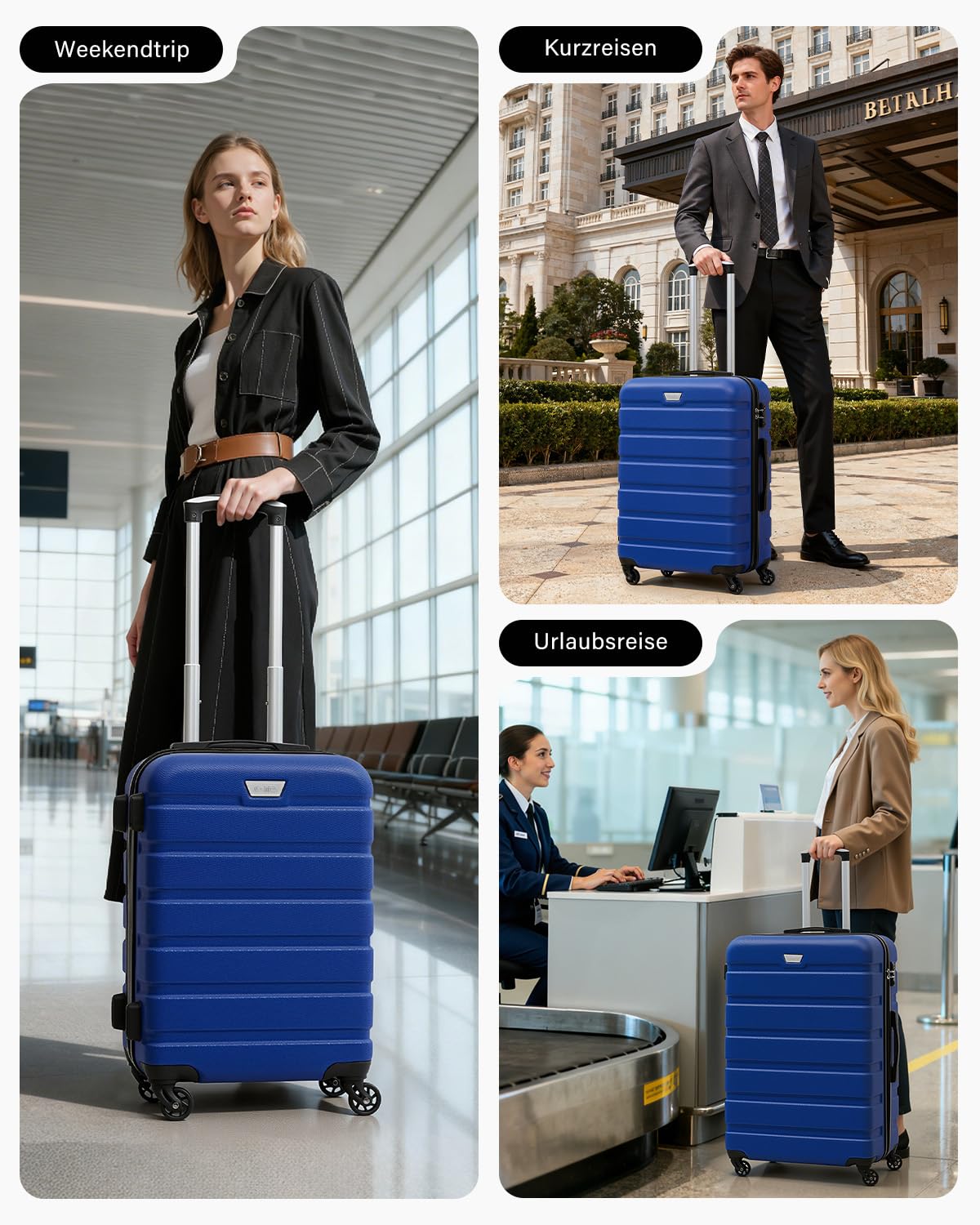 COOLIFE Walizka z twardą obudową trolley walizka na kółkach walizka podróżna twarda obudowa boardcase bagaż podręczny z zamkiem TSA i 4 kółkami, Großer Koffer