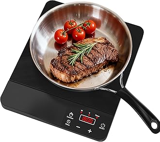 Portable Induction Cooktop 1800W,110V Single Burner Induction Burner & Fry Pan, Hot Plate Stove Electric Burner LED Touch Control & 4H Timer, 8 Power 8 Temperature Setting for Cooking