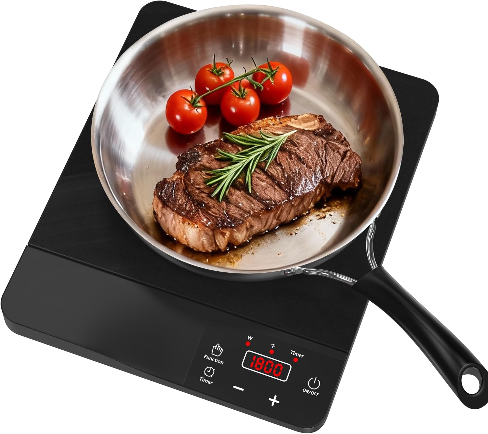 Nafewin Portable Induction Cooktop with Pan,110V Single Burner Induction Cook...