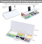Varhomax Tableau blanc en verre effaçable à sec, tableau blanc de bureau pour liste de tâches, mémo et bloc-notes pour accessoires de bureau à domicile et d'école avec rangement pour support de clavier d'ordinateur (blanc)