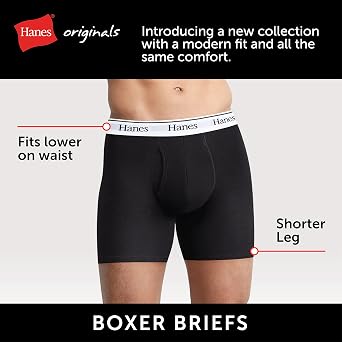 Hanes Men's Hanes Originals Men’s Boxer Briefs & Trunks, Stretch Cotton Moisture-wicking Underwear, Modern Fit Low Rise, Multipacks Boxer Briefs (pack of 3)