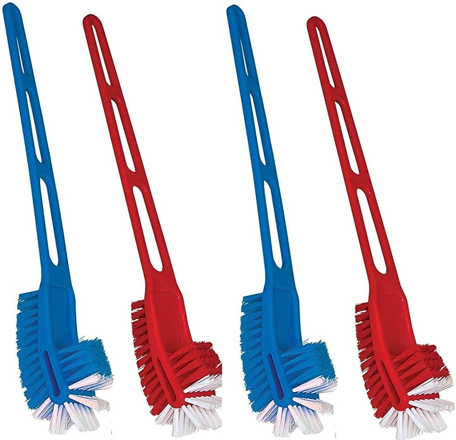 ALOUD CREATIONS Double Sided Flexible Toilet Brush |Double Hockey Design | for Western and Indian Toilet Cleaning | Multi Colour | Large Size | Pack of 4