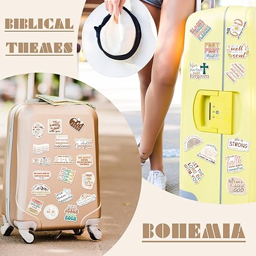 Miniatura 3 de Rakuto Calcomanías bohemias para botellas de agua, 50 unidades, calcomanías de versículos de la Biblia para adultos, calcomanías religiosas para