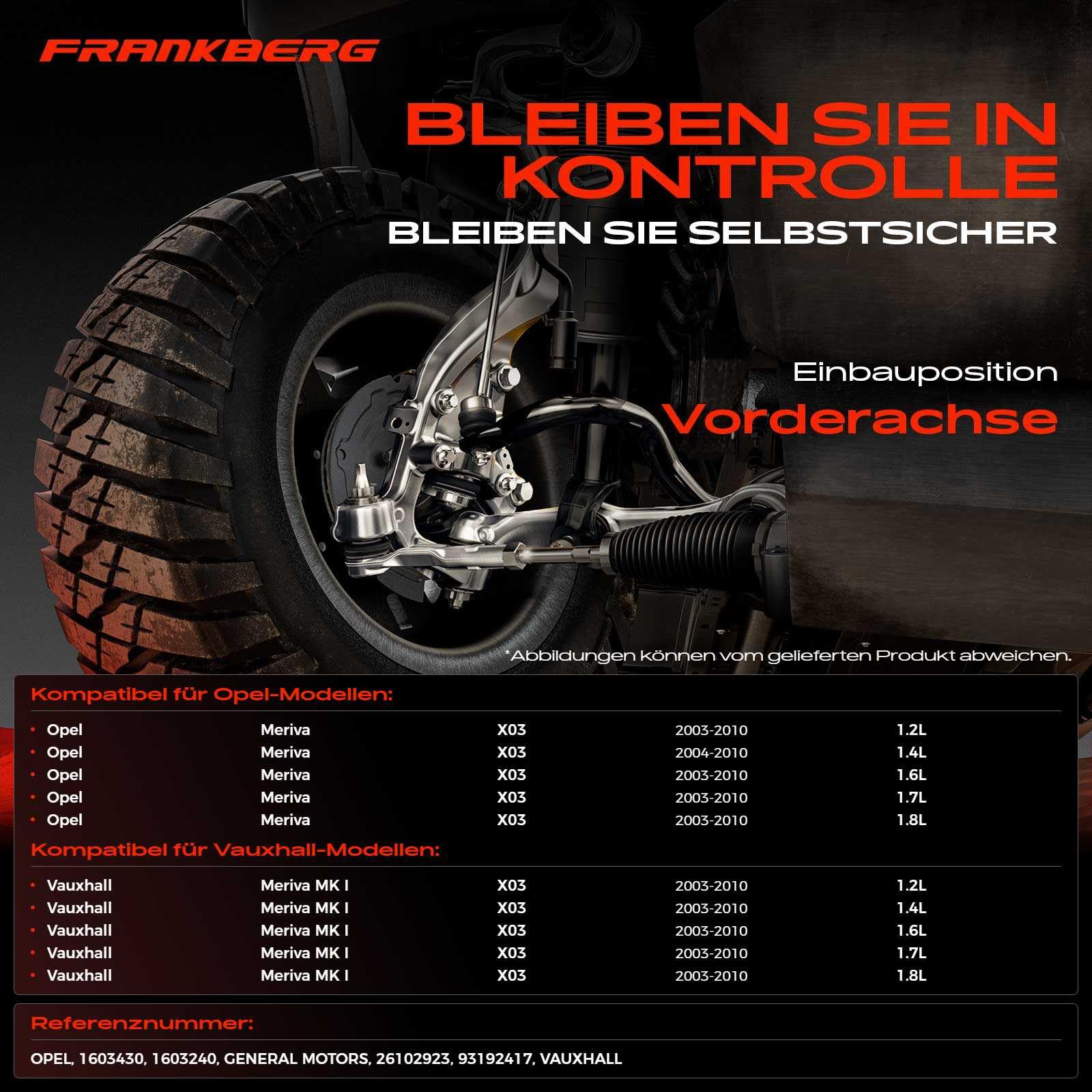Frankberg 2x Spurstangenkopf Vorderachse Links Rechts Kompatible mit Meriva X03 1.3L-1.8L 2003-2010 Replace# 1603240