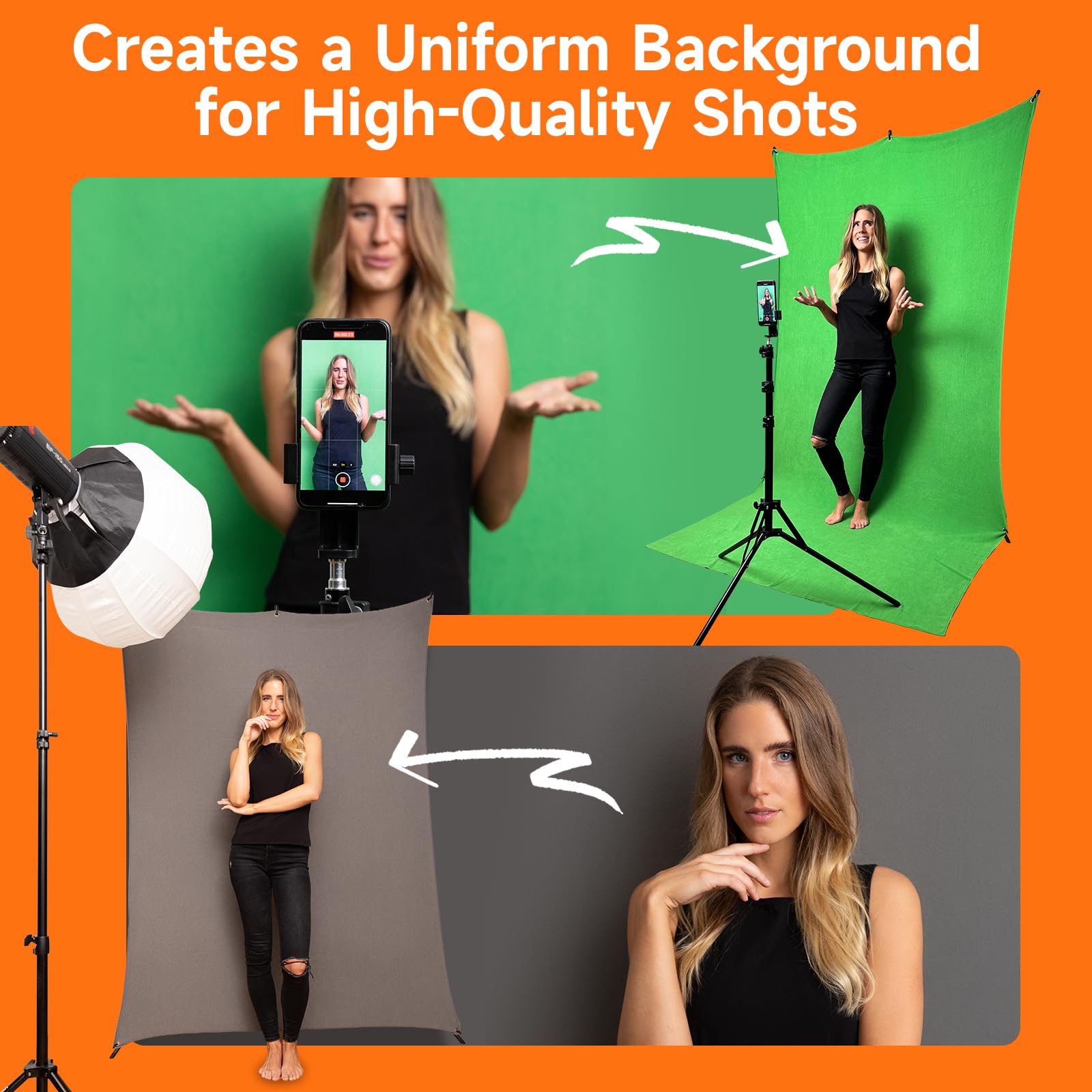 Rollei X-Drop Support Compatible avec Les Fonds X-Drop aux Dimensions 2,1 x 1,5m et 3,0 x 1,5m pour Photographie en Studio de Portraits et Produits en Intérieur et Extérieur (Sac de Transport Inclus)