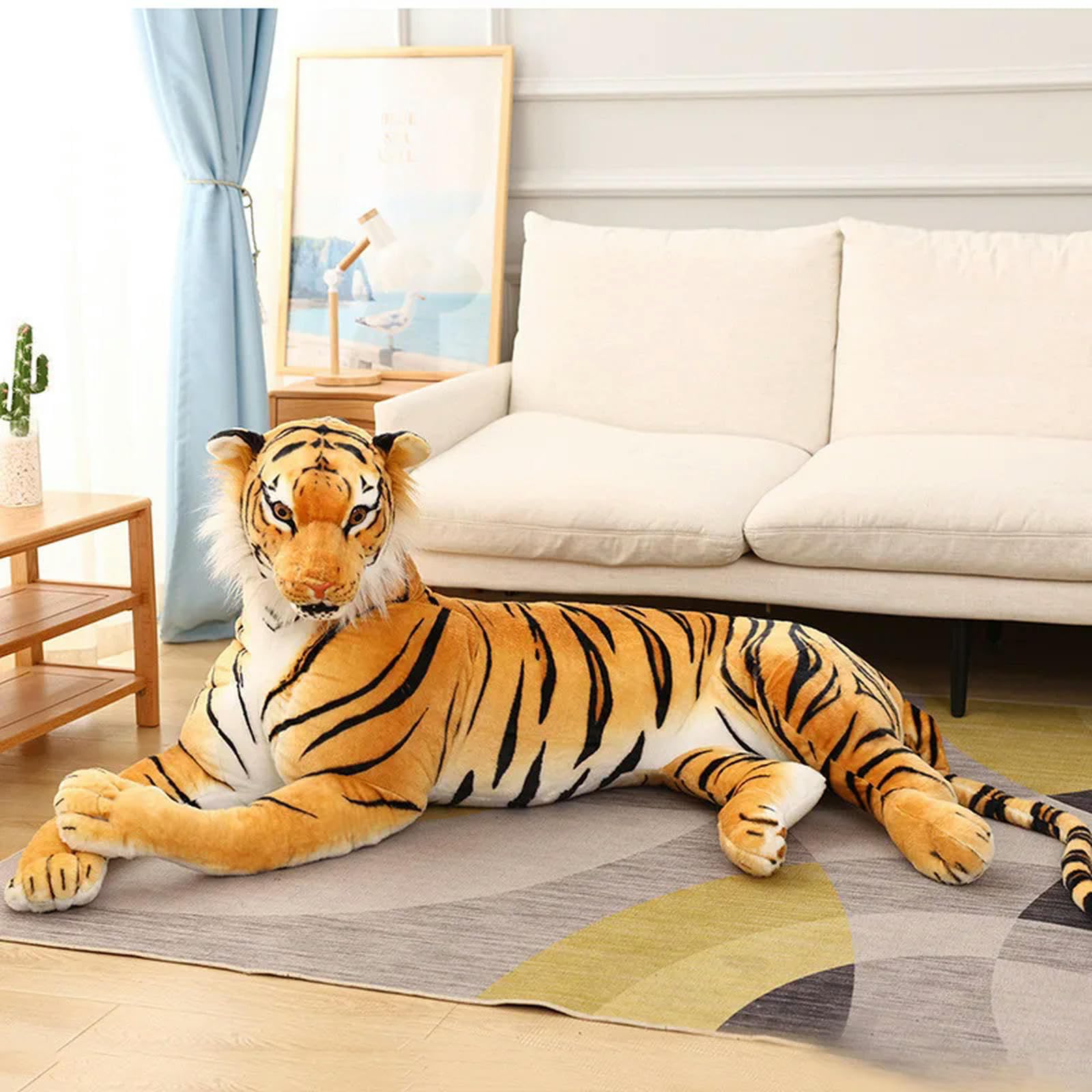 LXQJY Giant Real Life Tiger Plush Toys Stuffed Soft Wild Animals Decor