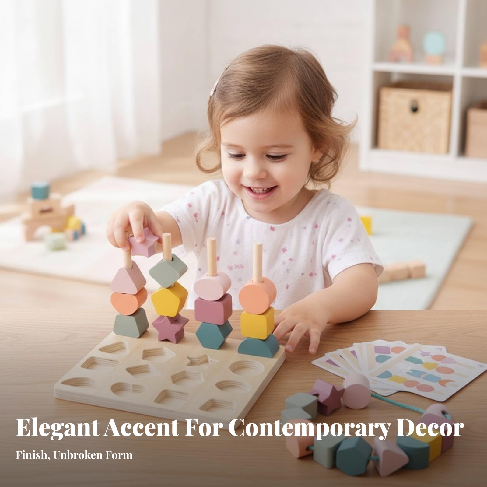 Gioco con Forme Geometriche in Legno | Educativo, Gioco pedagogico con Forme Geometriche, Didattico, per Casa, Stile B