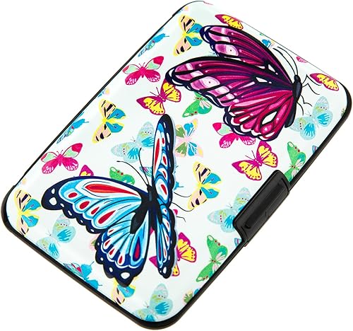 Tarjetero para mujeres y hombres, billetera con bloqueo RFID, pequeña, de negocios, de metal, delgada, mini, estuche rígido de aluminio, A