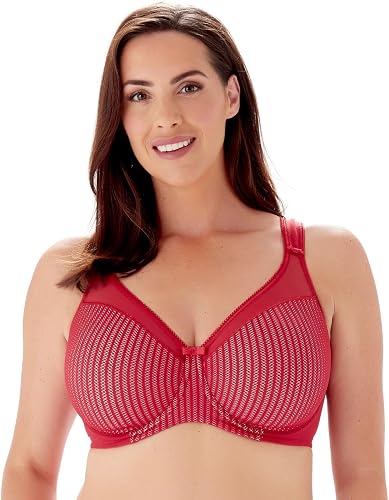 Berlei Women's Beauty Stripe Smoothing Minimizer Bra, Red (Passion Red), 38G