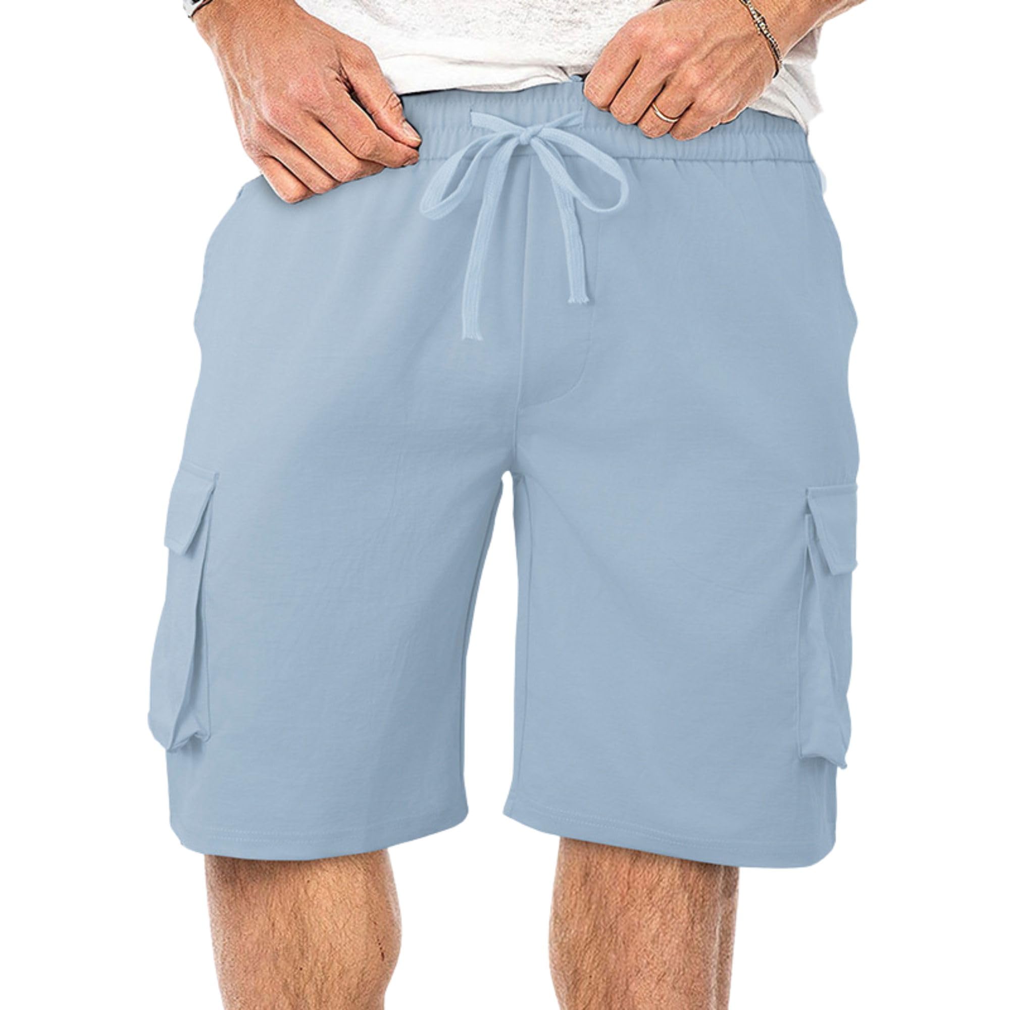 Mens Running Shorts Summer Casual Lightweight Loose Solid Color Workout Gym Sports Bermuda Shorts Training