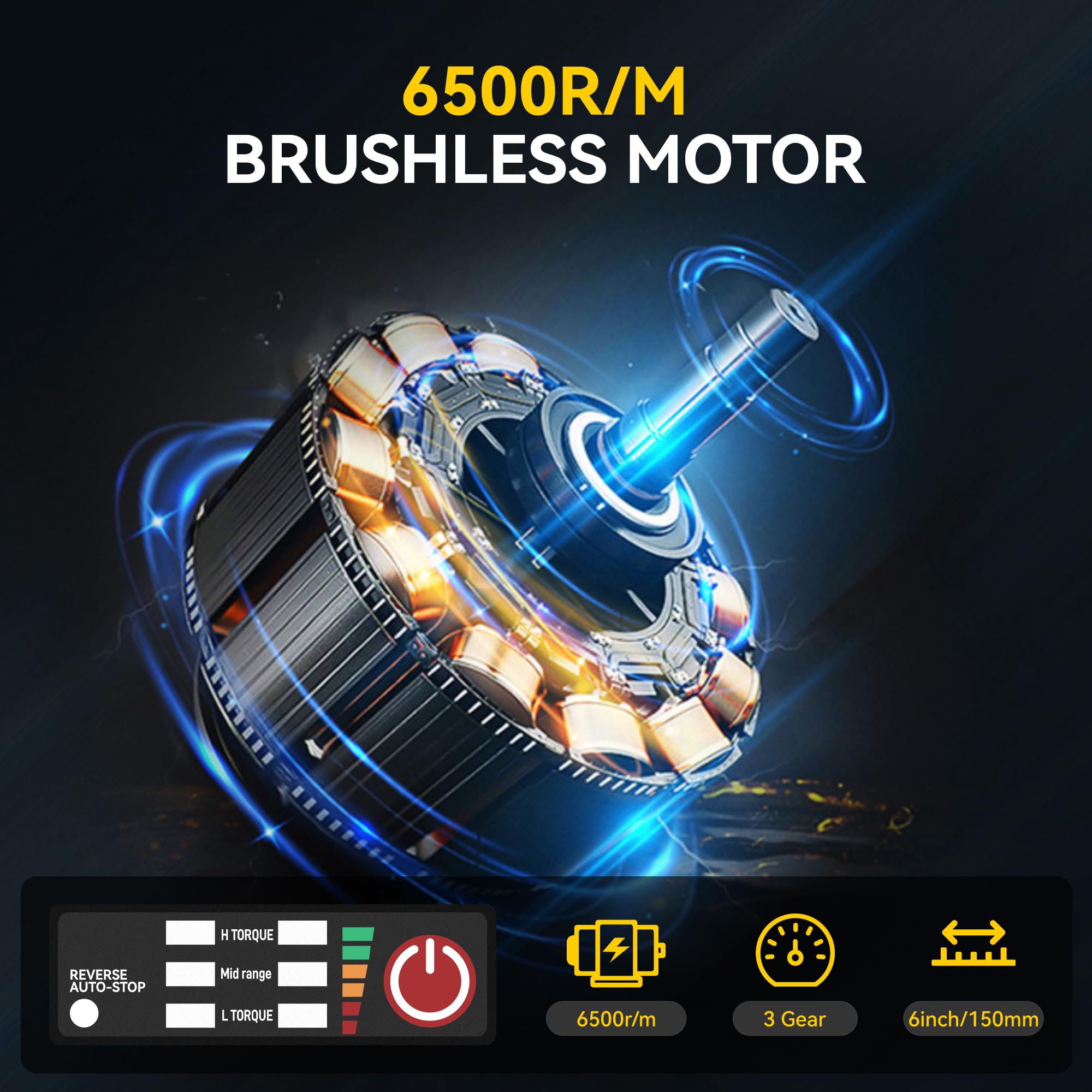 Scie circulaire sans fil 15 cm 6 pouces sans balais 7200 tr/min 2 batteries 4000 mAh 21 V 3 lames 16 dents