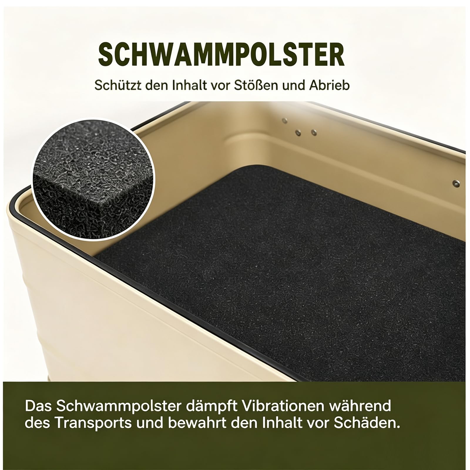 Aluminium Aufbewahrungsbox 30L/50L Wasserdicht mit Deckel, Transportbox mit Gummidichtung, Alubox, Aluminium Box mit verstärkten Ecken & Griffen für Camping Outdoor Reisen (50L Khaki)
