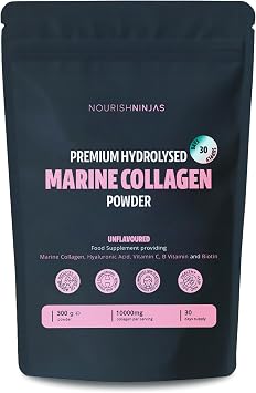 Collagen Powder Nutritional Supplements - 300g Hydrolyzed Collagen Marine Collagen with Hyaluronic Acid, Vitamin C, Biotin   Highly Concentrated Collagen 10000mg