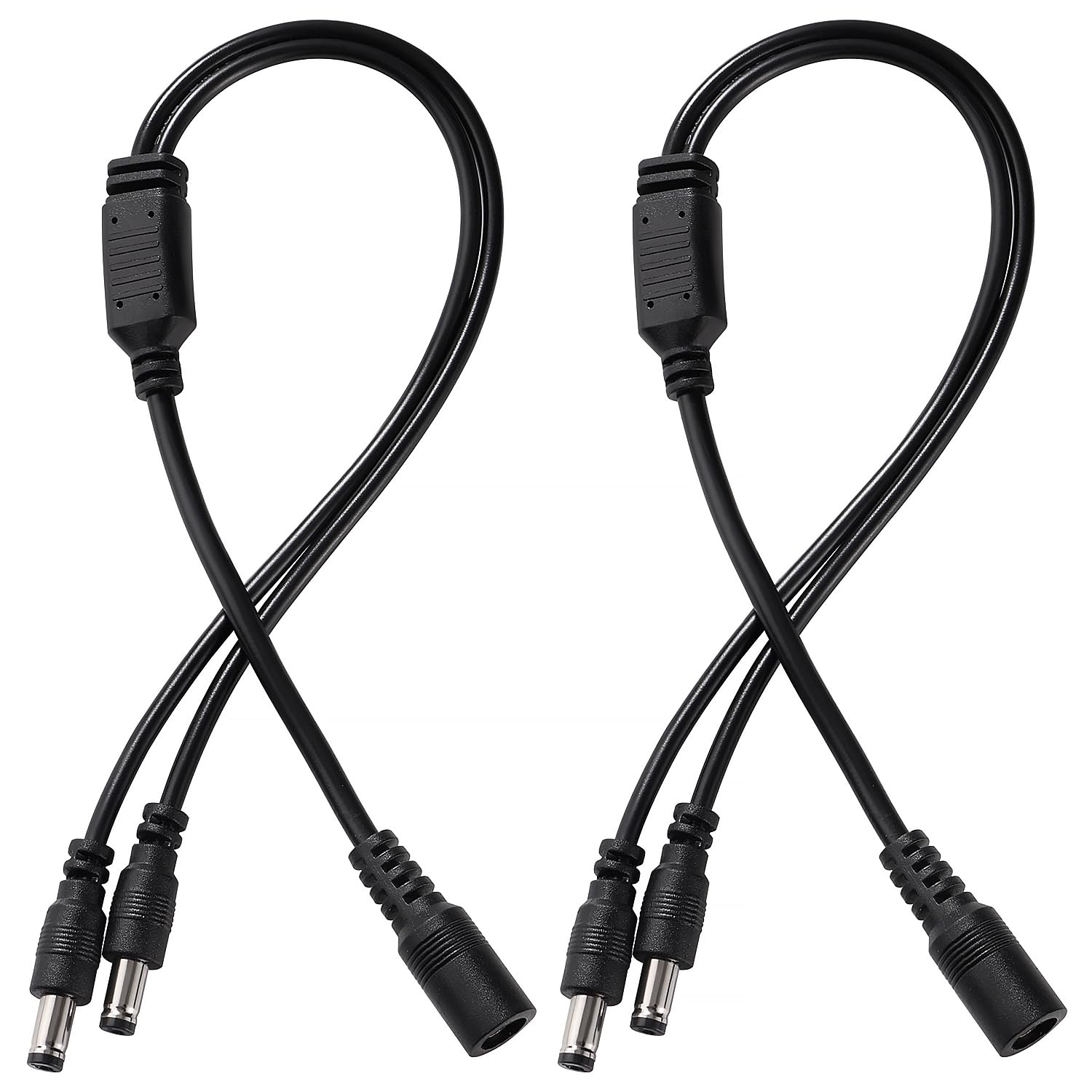 KUOQI 2 Pezzi 5.5x2.1 mm 5-24 V 1 Femmina a 2 Maschi Cavo Splitter DC, Cavo Splitter di Alimentazione DC a 2 Vie per Telecamere CCTV