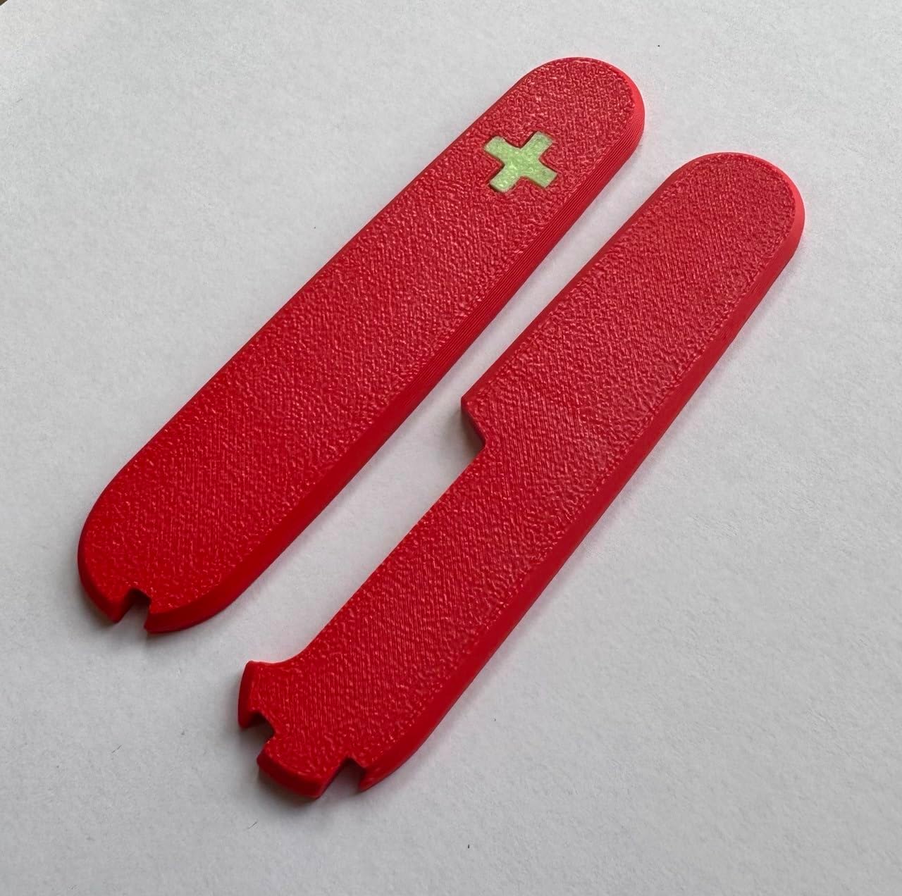 Replacement Covers For Victorinox Scales Plus 91mm Plastic Handles With Toothpick Tweezers And Ballpoint Pen Glowing Cross (Red)