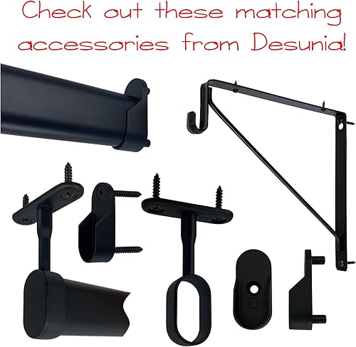 Miniatura 4 de Soportes ovalados para barra de armario  Tipo atornillado  0.591 in x 1.181 in  Negro mate  Paquete de 2