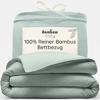 Bambaw Bambus Deckenbezug 155x220 cm, Anti Schwitz Bettwäsche für den Sommer, 100% Bambus Bettdeckenbezug, atmungsaktive und kühlende Bettwäsche 155x220 cm (Seegrün)
