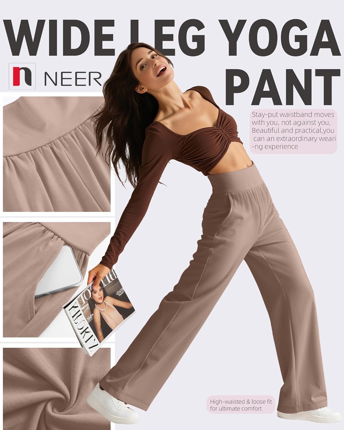 Neer 4 Pack Women's Wide Leg Yoga Pants High Waist Casual Sweatpants Loose Cozy Lounge Pajama Flowy Pants with Pockets - Image 6