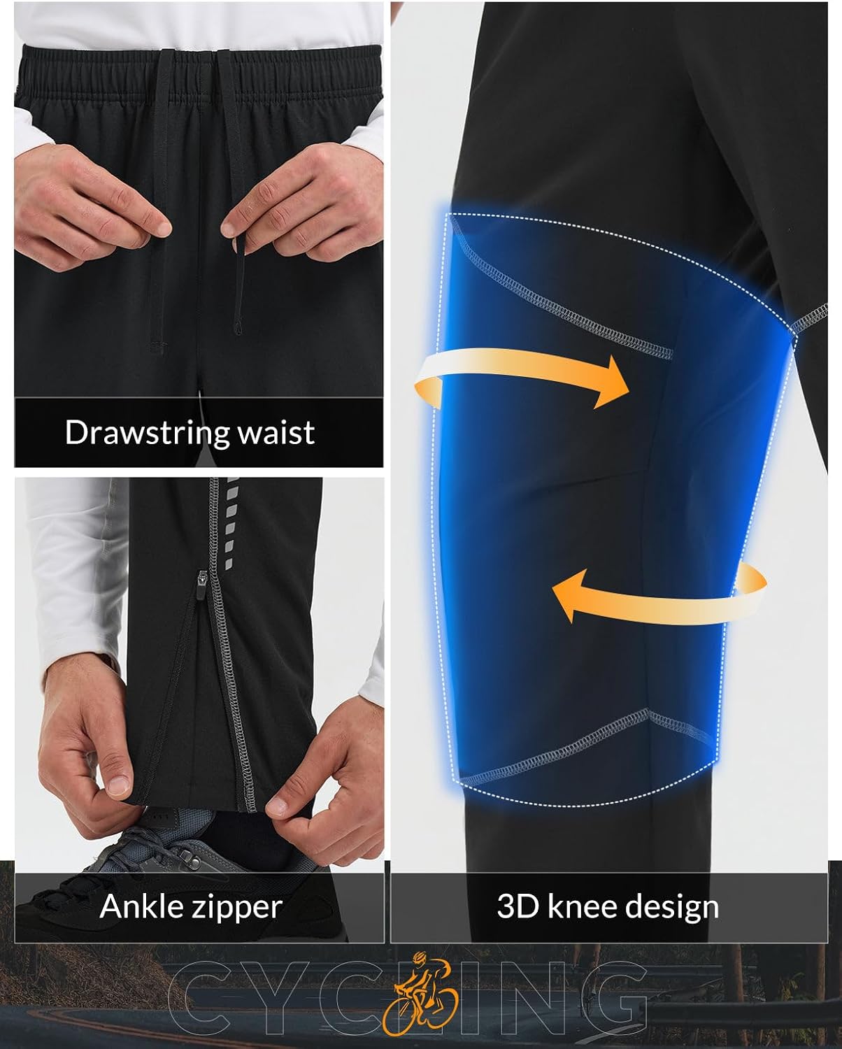 baleaf Men's Mountain Bike Pants Water Resistant Quick-Dry Hiking Pant Lightweight MTB Bicycle Cycling Outdoor