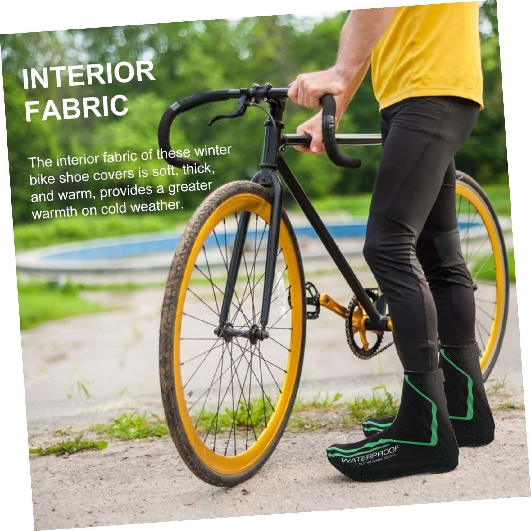 GOOHOCHY Winter Warm Cycling Overshoes Waterproof Overshoes Windproof Cycling Shoes Covers Black