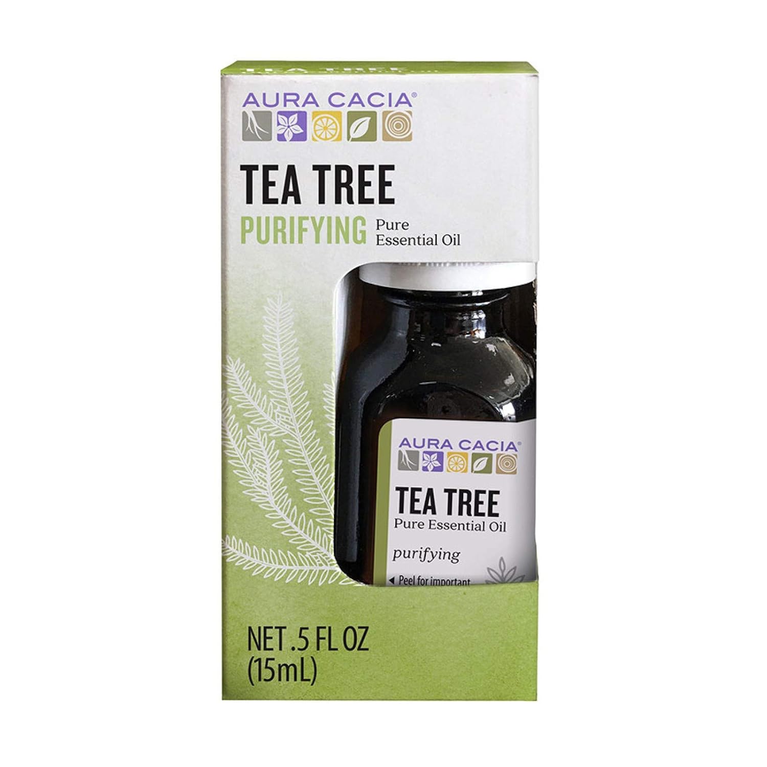Aura Cacia 100% Pure Tea Tree Essential Oil, 100% Pure Therapeutic Grade, 15 ml in Box, Melaleuca alternifolia