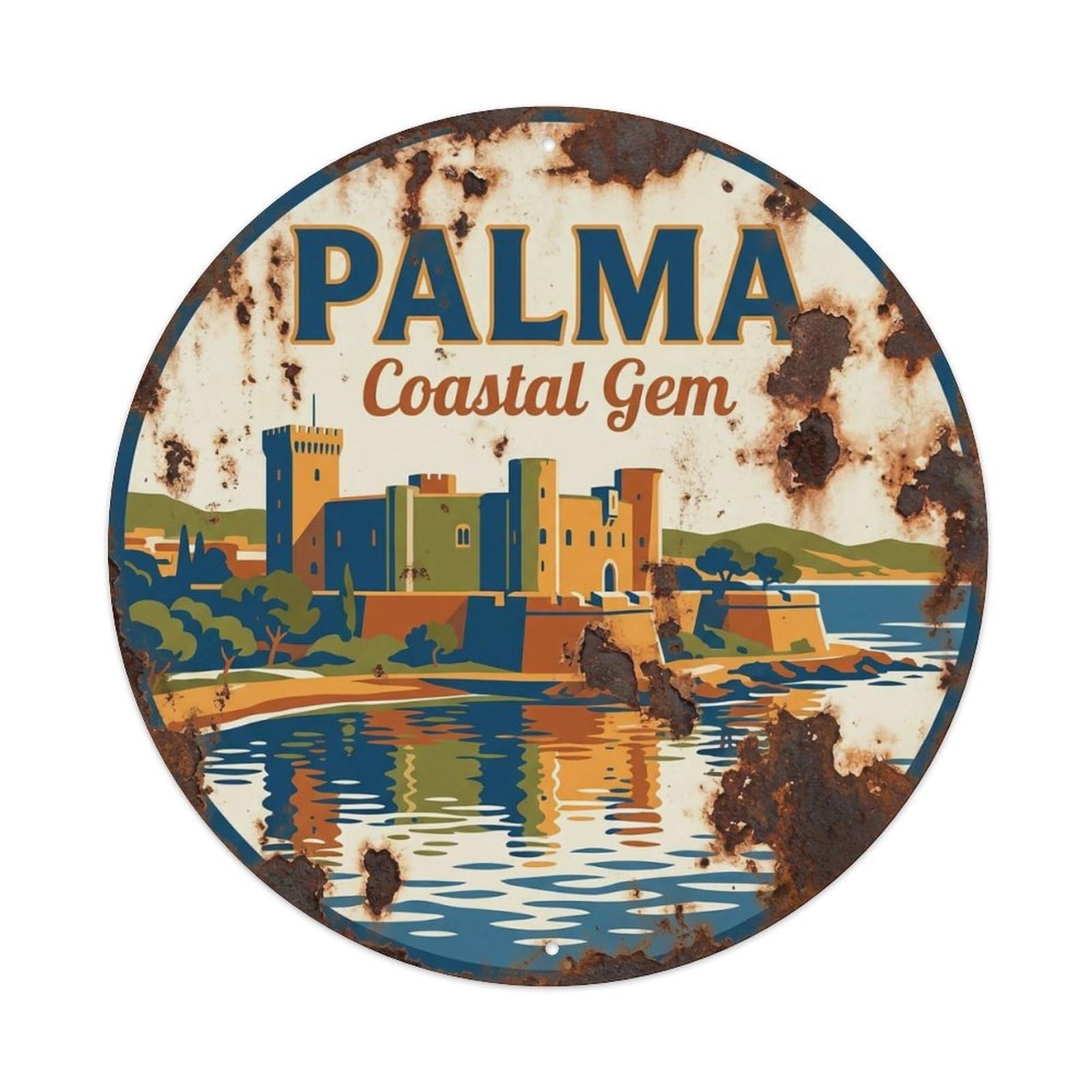 Vintage Travel Palma Spain Reflection Metal Tin Sign